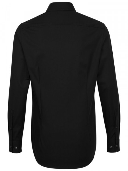 SEIDENSTICKER Tailored Fit Camicia Nero Business Kent Popeline