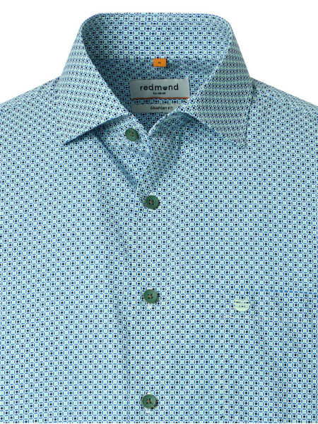 REDMOND Comfort Fit Camicia Verde Kent Print - Vista 1