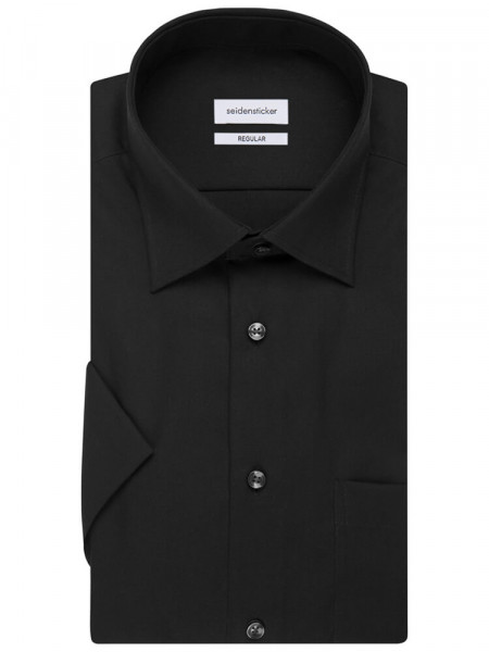 SEIDENSTICKER Regular Fit Camicia Nero Business Kent Popeline - Vista 4