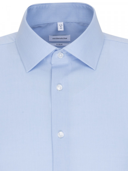 SEIDENSTICKER Extra Slim Fit Camicia Azzurro Business Kent Fil à Fil - Vista 2