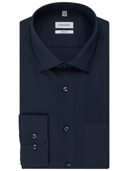 SEIDENSTICKER Regular Fit Camicia Marino Business Kent Popeline - Vista 4