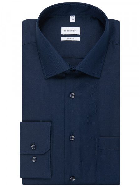 SEIDENSTICKER Regular Fit Camicia Marino Business Kent Struktur - Vista 4