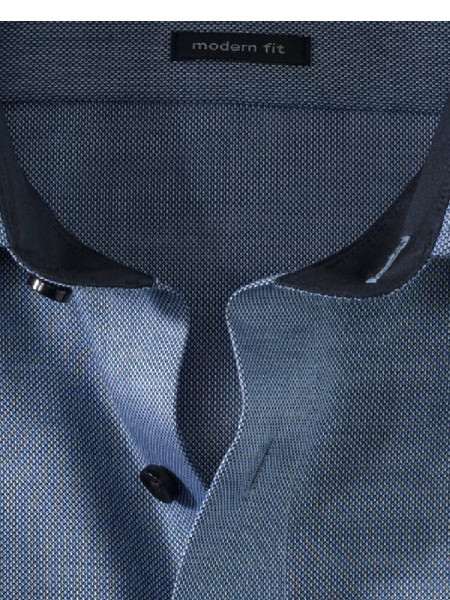 OLYMP Regular Fit Camicia Blu scuro Global Kent Struktur - Vista 1