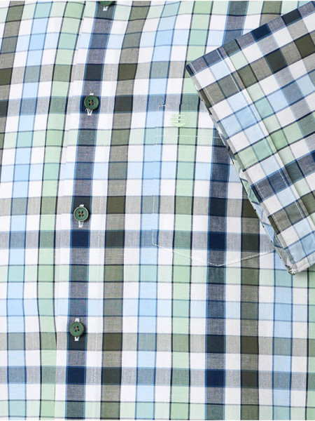 REDMOND Regular Fit Camicia Verde Kent Struktur - Vista 2