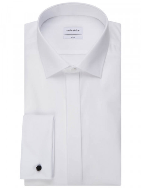 SEIDENSTICKER Slim Fit Camicia Bianco Business Kent Popeline - Vista 4