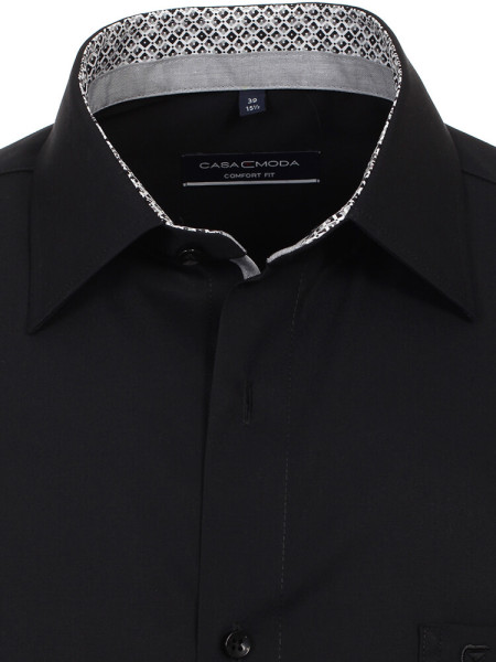 CASAMODA Comfort Fit Camicia Nero Kent Popeline - Vista 1