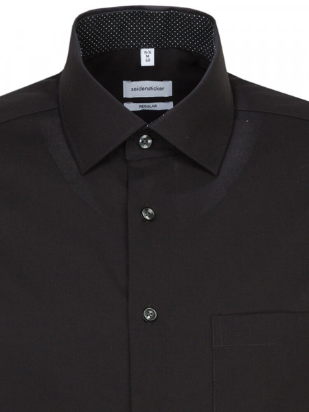 SEIDENSTICKER Regular Fit Camicia Nero Business Kent Popeline - Vista 2