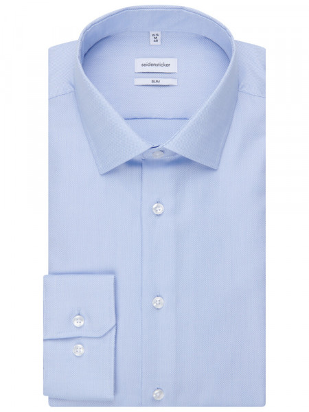 SEIDENSTICKER Slim Fit Camicia Azzurro Business Kent Struktur - Vista 4