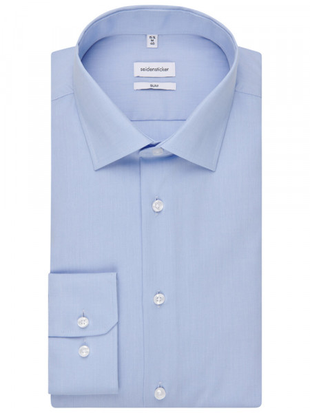 SEIDENSTICKER Slim Fit Camicia Azzurro Business Kent Fil à Fil - Vista 4