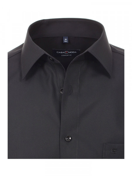 CASAMODA Comfort Fit Camicia Nero Kent Popeline - Vista 1