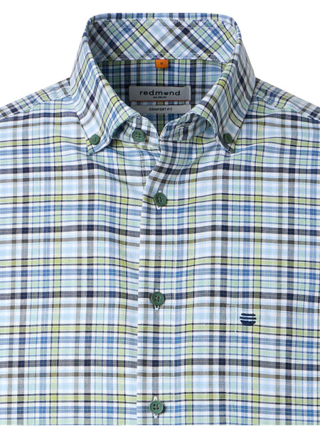 REDMOND Comfort Fit Camicia Verde Button-Down Fein Oxford - Vista 1