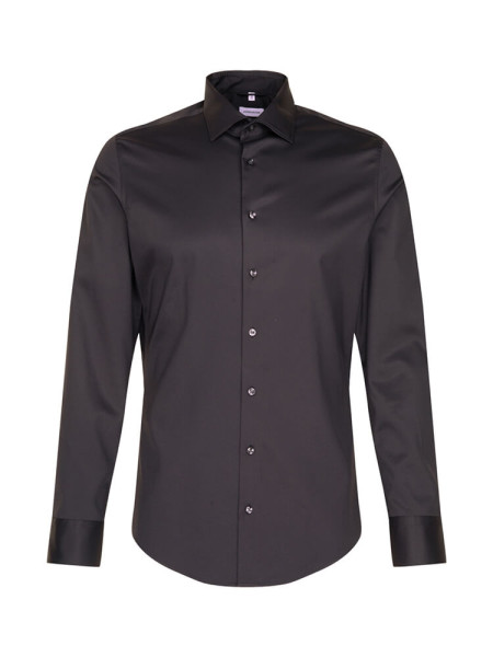 SEIDENSTICKER Slim Fit Camicia Nero Light Kent  Twill