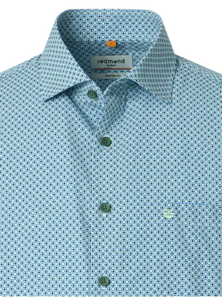 REDMOND Regular Fit Camicia Verde Kent Print - Vista 1