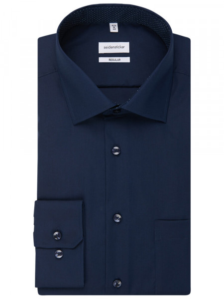 SEIDENSTICKER Regular Fit Camicia Marino Business Kent Popeline - Vista 4