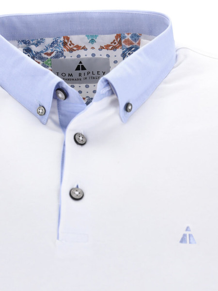 TOM RIPLEY Polo Bianco Extrafeine Qualität - Vista 1