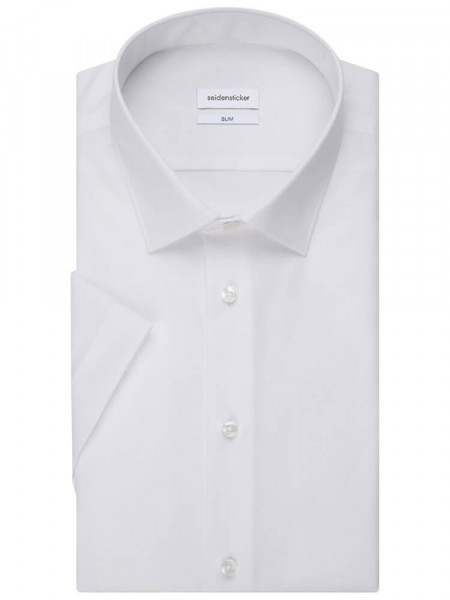 SEIDENSTICKER Slim Fit Camicia Bianco Business Kent Popeline - Vista 4