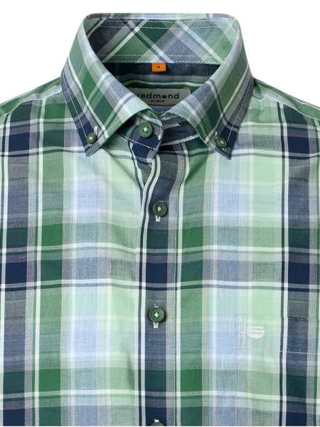 REDMOND Comfort Fit Camicia Verde Button-Down Hyperflex Dobby - Vista 1