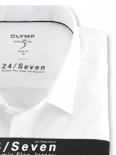 OLYMP Slim Fit Camicia Bianco New York Kent Jersey