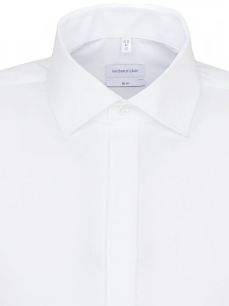 SEIDENSTICKER Slim Fit Camicia Bianco Business Kent Popeline - Vista 2