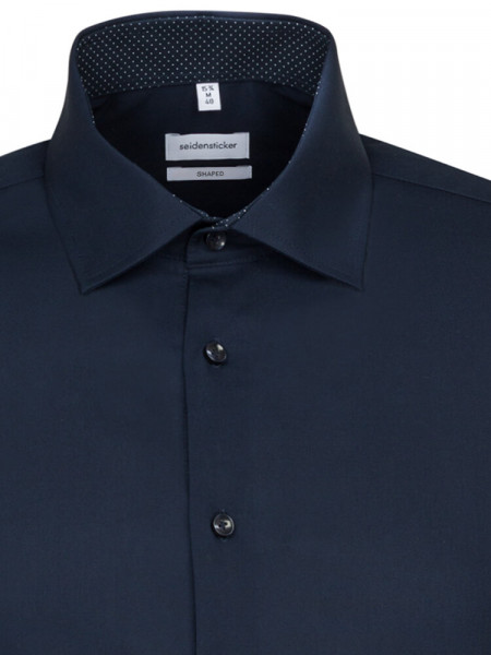 SEIDENSTICKER Tailored Fit Camicia Marino Business Kent Popeline - Vista 2