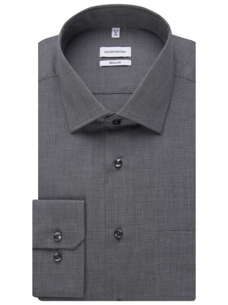 SEIDENSTICKER Regular Fit Camicia Antracite Business Kent Fil à Fil - Vista 4