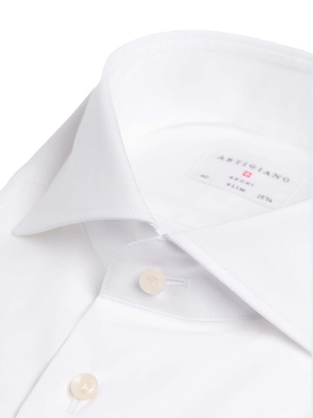 ARTIGIANO Slim Fit Camicia Bianco Haifisch Uni Stretch