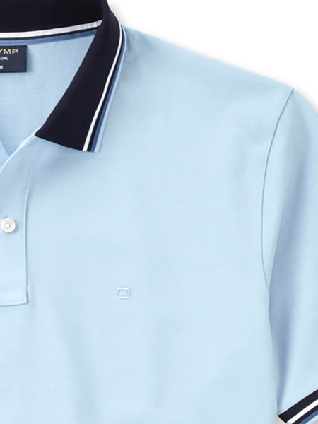 OLYMP Polo Azzurro Piqué