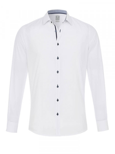 PURE Extra Slim Fit Camicia Bianco Modern Kent Popeline - Vista 1