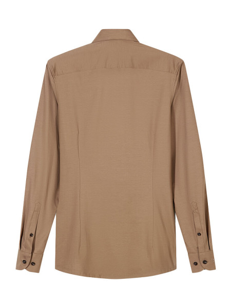 OLYMP Slim Fit Camicia Marrone chiaro New York Kent Jersey