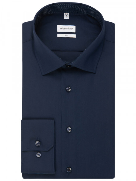 SEIDENSTICKER Slim Fit Camicia Marino Business Kent Popeline - Vista 4