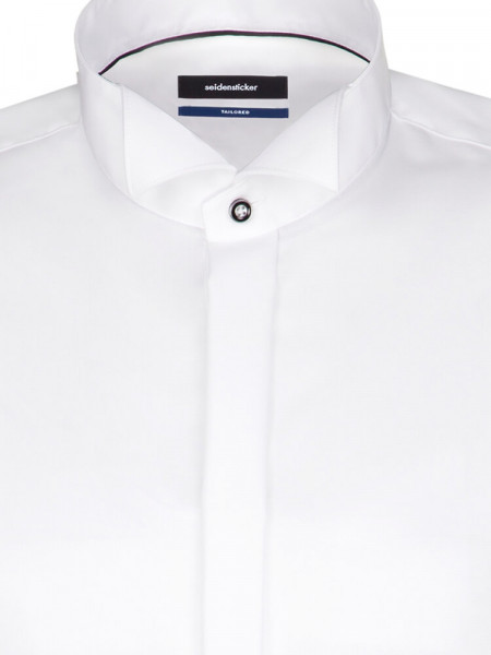 SEIDENSTICKER Tailored Fit Camicia Bianco Kläppchen Popeline - Vista 2