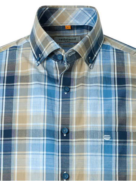 REDMOND Comfort Fit Camicia Azzurro Button-Down Hyperflex Dobby - Vista 1