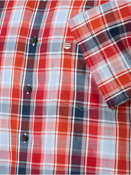 REDMOND Comfort Fit Camicia Rosso Button-Down Hyperflex Dobby - Vista 2
