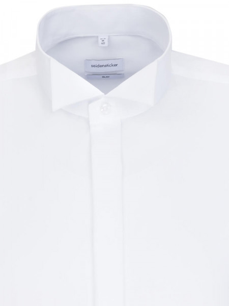 SEIDENSTICKER Slim Fit Camicia Bianco Kläppchen Popeline - Vista 2