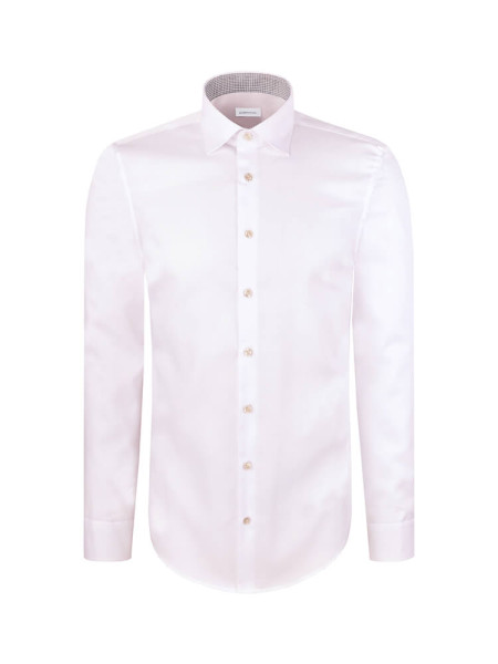 SEIDENSTICKER Slim Fit Camicia Beige chiaro New Kent Struktur