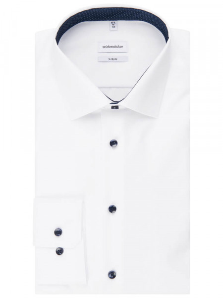 SEIDENSTICKER Extra Slim Fit Camicia Bianco Business Kent Popeline - Vista 4