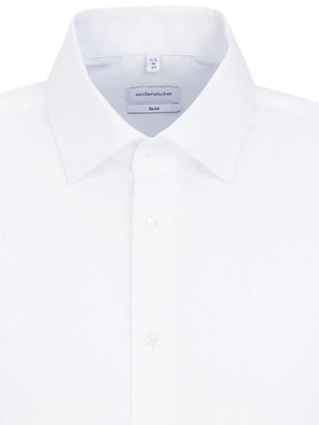 SEIDENSTICKER Slim Fit Camicia Bianco Business Kent Popeline - Vista 2